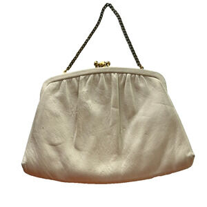 ANDE Mini Clutch Evening Bag Handbag Women's Vintage Cream Leather